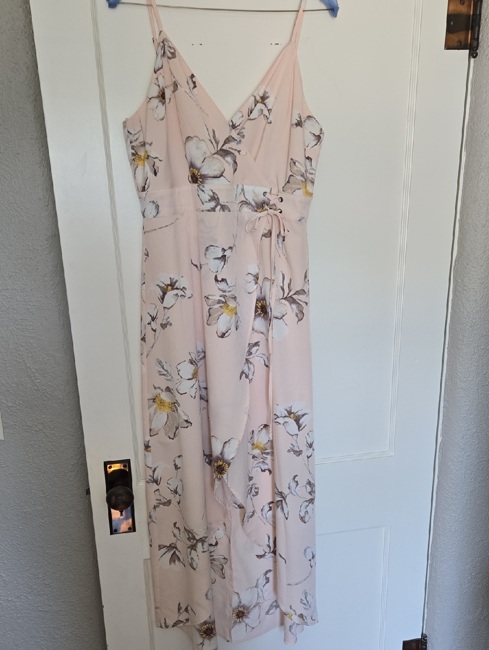 Pink Floral Wrap Hi Low Dress